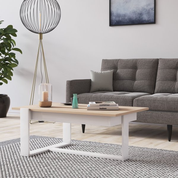 Bari salongbord 100 x 40 cm - Hvit/sonoma eik Bari salongbord 100 x 40 cm - Hvit/sonoma eik