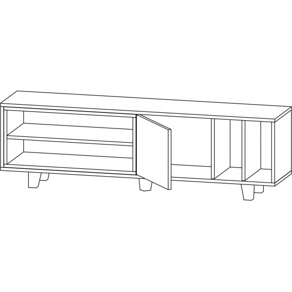 Rosmar mediebenk - Antrasitt/eik