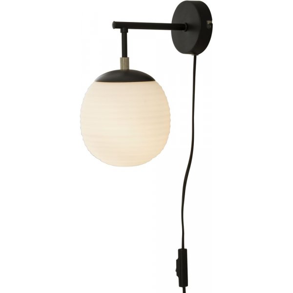 Vegglampe Rille - Svart/opalhvit