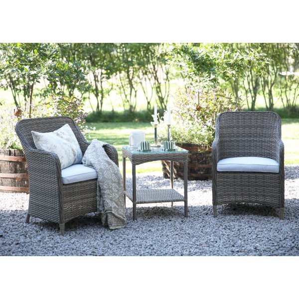 Mercury loungegruppe lenestoler med kvadratisk sidebord - Kunstrotting