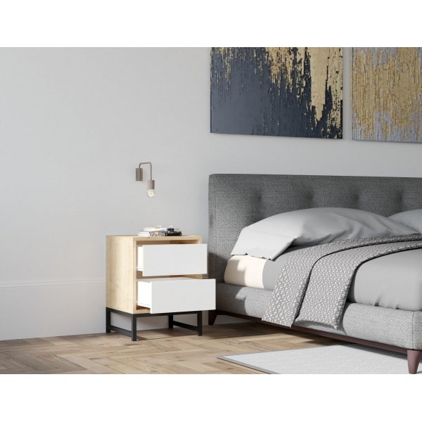 Centro nattbord - Safir/hvit