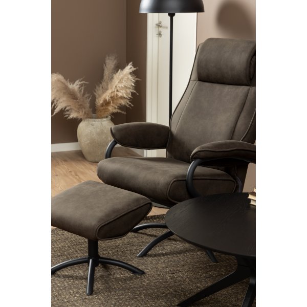 Hayes hvilestol med fotskammel - grå Hayes hvilestol med fotskammel - grå