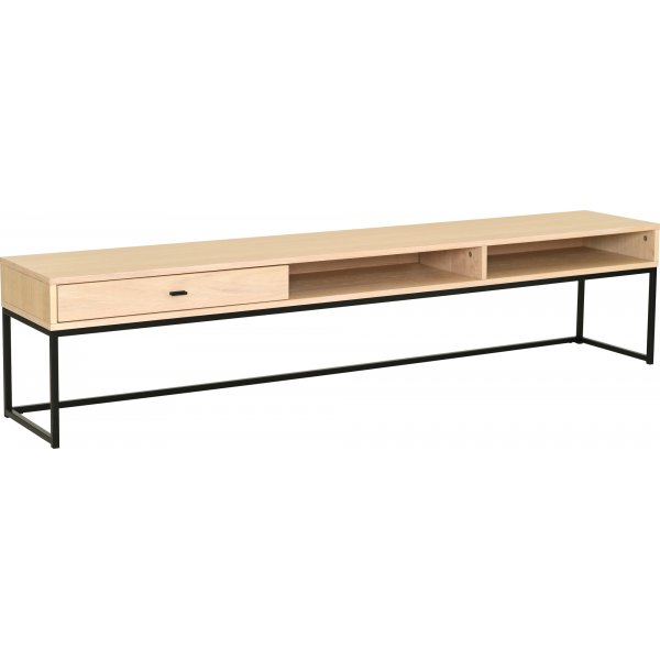 Regal mediabenk 180 cm - Hvitpigmentert eikefiner/sort