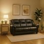 Svart PU 3-seters sofa - Rome