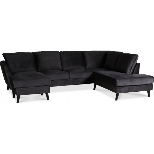 Country U-sofa med pen ende hyre - Antrasittgr (flyel)