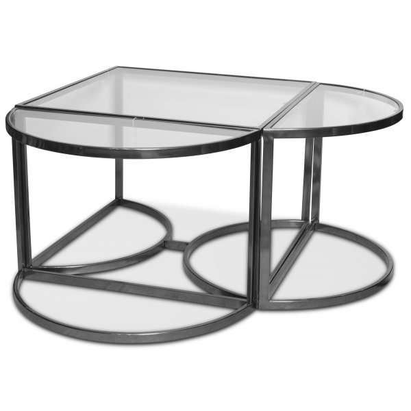 Prins deluxe salongbord 3-deler - SlvSlv/Glass + Mbelftter