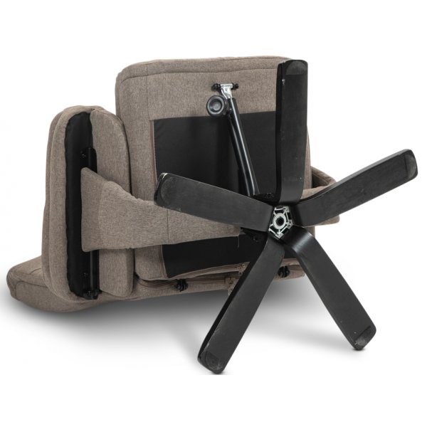 Oslo hvilestol med krakk i mørk beige stoff Oslo hvilestol med krakk i mørk beige stoff