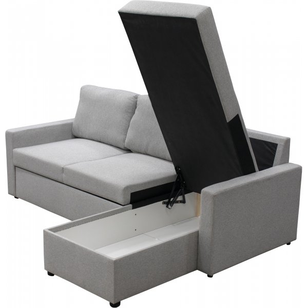 Dream divansofa med sengefunksjon og oppbevaring - lys gr