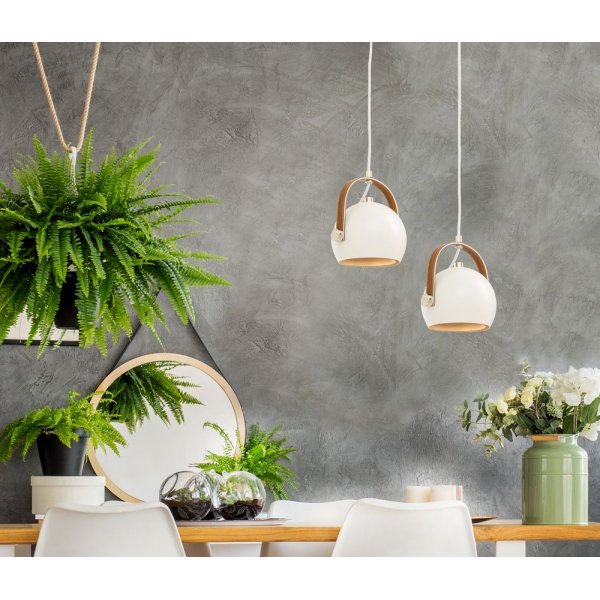 Taklampe Bow - hvit / brun / sølv Taklampe Bow - hvit / brun / sølv