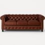 Chesterfield Old England 3-seter sofa - antikkbehandlet skinn