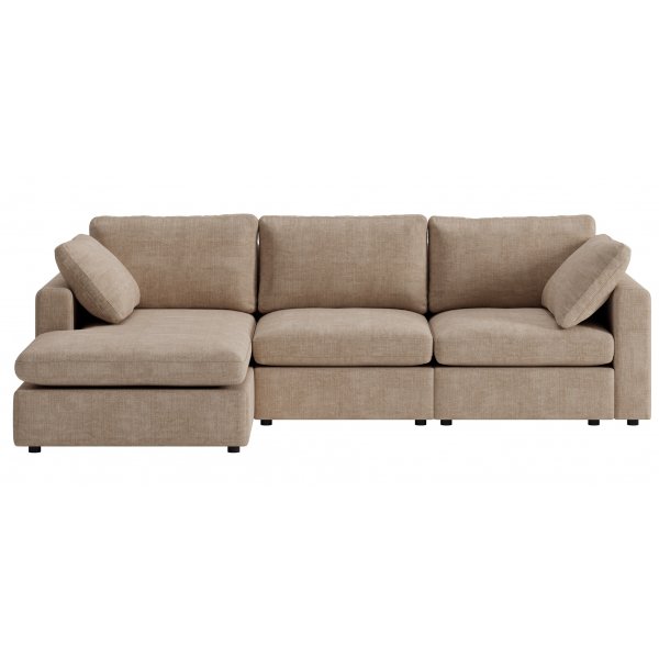 Moby mrk beige divansofa 296 cm - Vendbar divansofa med pocketfjrer