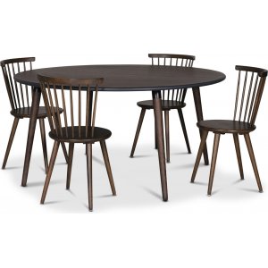 Omni spisegruppe, rundt spisebord Ø130 cm inkludert 4 stk. Castor pinnestoler - Røykfarget eik Omni spisegruppe, rundt spisebord Ø130 cm inkludert 4 stk. Castor pinnestoler - Røykfarget eik
