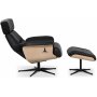 Marbck recliner- lenestol med fotskammel - Svart skinn / Tre