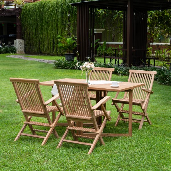 Salt� spisegruppe for uteplassen klaffbord med 4 stk. karmstoler - Teak