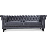 Milton Chesterfield 3-seter sofa - Grå fløyel Milton Chesterfield 3-seter sofa - Grå fløyel
