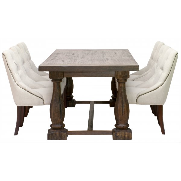 Spisegruppe: Lamier spisebord - brunt + 6 stk Tuva europa ver II stoler