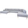 Lido U sofa med pen finish - Lysegr