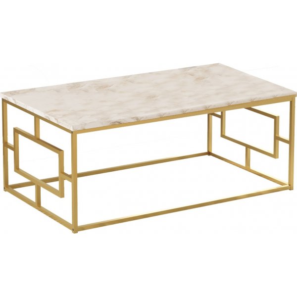 Voyage salongbord 12, 100 x 60 cm - Hvit marmor/gull