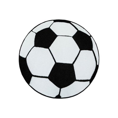 Barneteppe Brigid fotball - Sort/Hvit - Rundt 120 cm