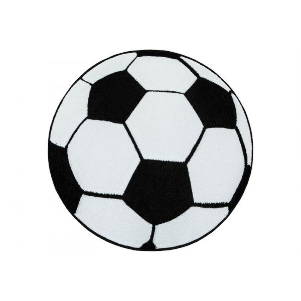 Barneteppe Brigid fotball - Sort/Hvit - Rundt 120 cm
