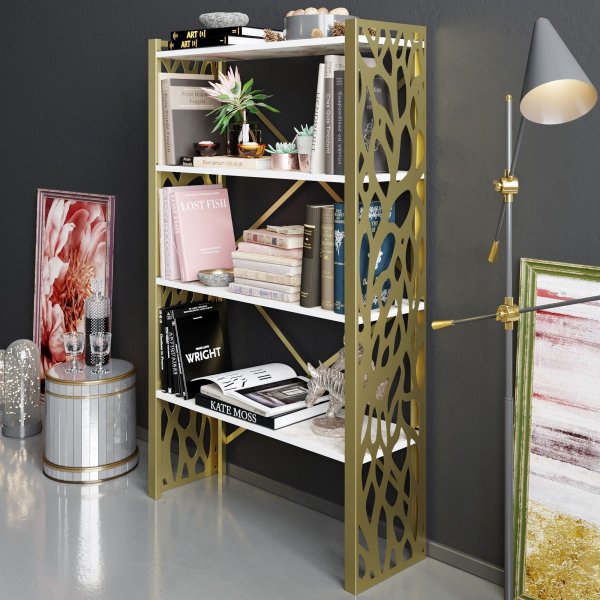 Tongfu bokhylle - Gull/hvit Tongfu bokhylle - Gull/hvit