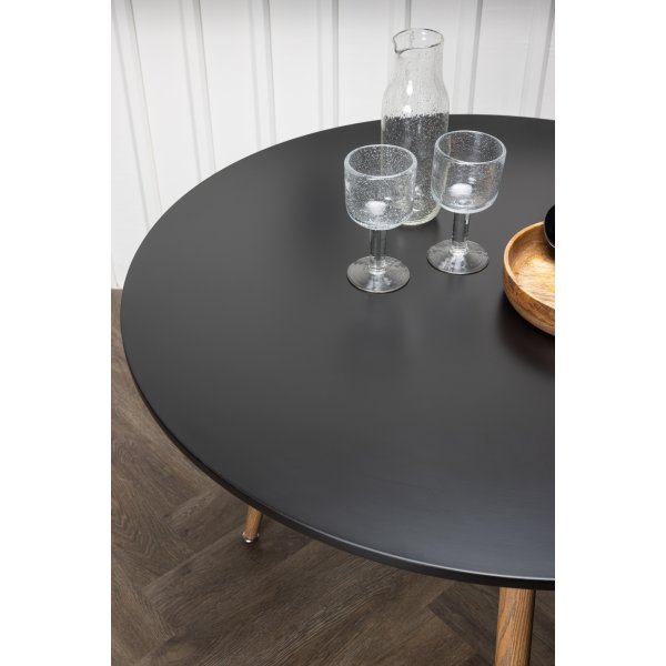 Bridge spisebord Ø90 cm - Sort/eik Bridge spisebord Ø90 cm - Sort/eik