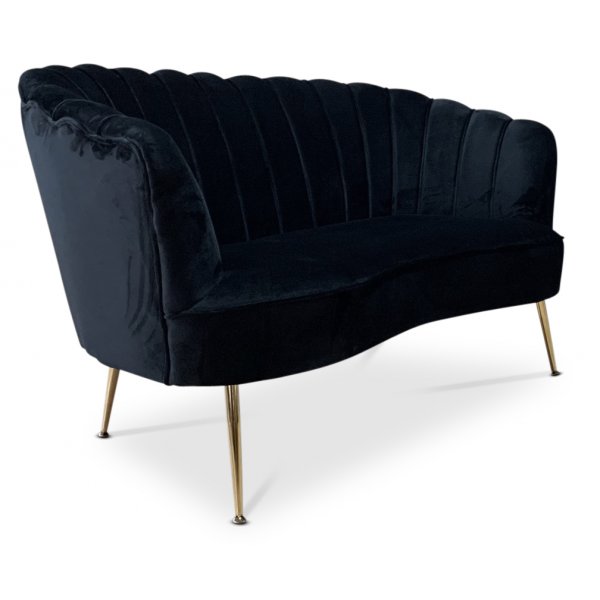 Snäckan 2-seter sofa - Svart fløyel / Messing Snäckan 2-seter sofa - Svart fløyel / Messing
