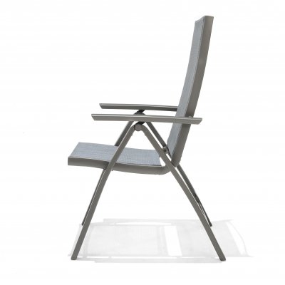 Scottsdale utegruppe. Bord p 150 cm, inkl. 2 Solana posisjonsstoler og benk - Shabby Chic-gr + Mbelpleiesett for tekstiler