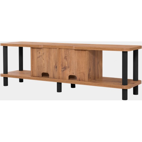 Neo media benk 140 cm - Sort/furu Neo media benk 140 cm - Sort/furu