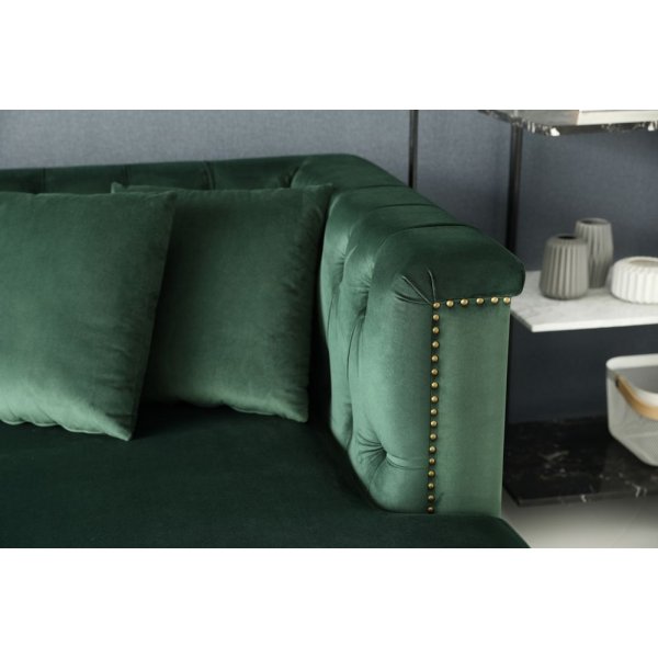 Dotto divansofa med nagler - Grønn fløyel Dotto divansofa med nagler - Grønn fløyel