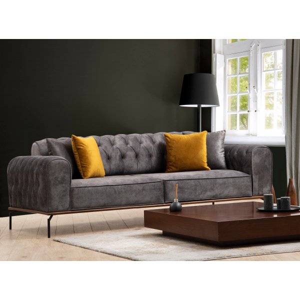 Siesta 3-seters chesterfield sofa - antrasitt Siesta 3-seters chesterfield sofa - antrasitt