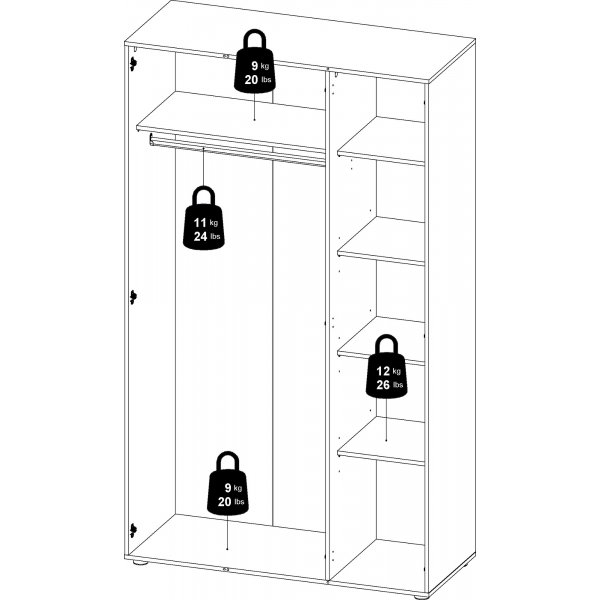 Pepe garderobe med 3 dører - Kremhvit Pepe garderobe med 3 dører - Kremhvit