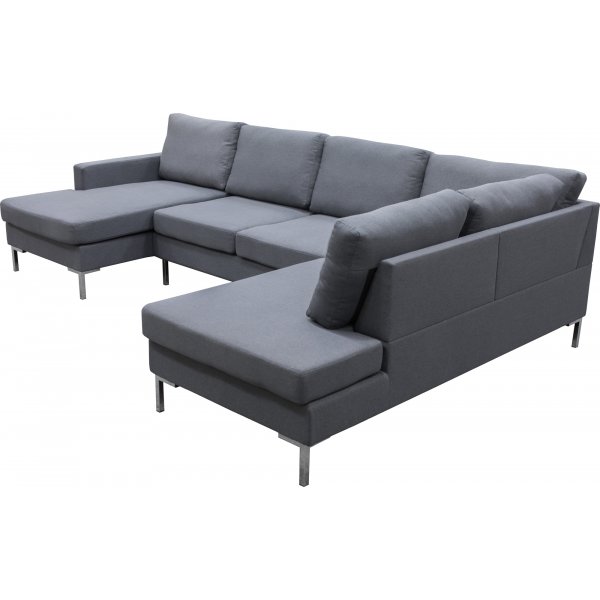 Nova gr� U-formet sofa med metallben - D2A