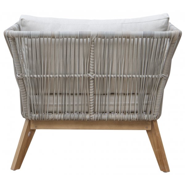 Inez loungegruppe; sofa, 2 lenestoler og salongbord - gr� syntetisk rotting og akasietre