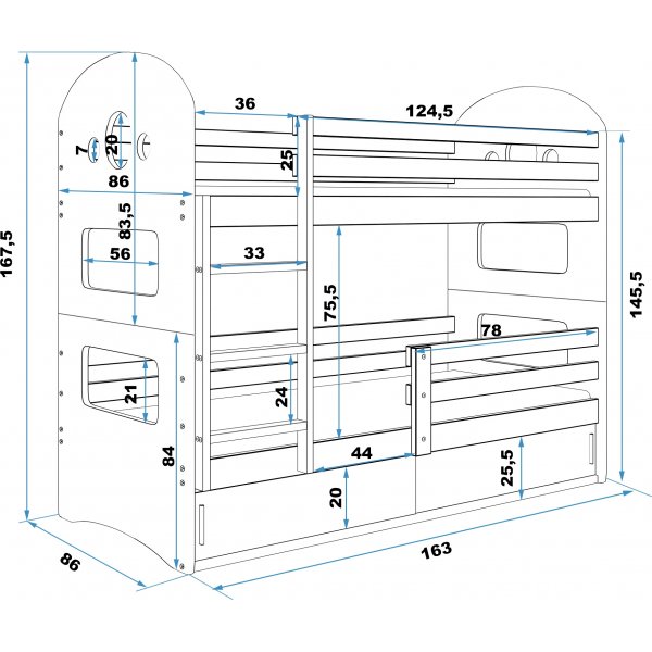 Dominik køyeseng - Valgfri farge og størrelse Dominik køyeseng - Valgfri farge og størrelse