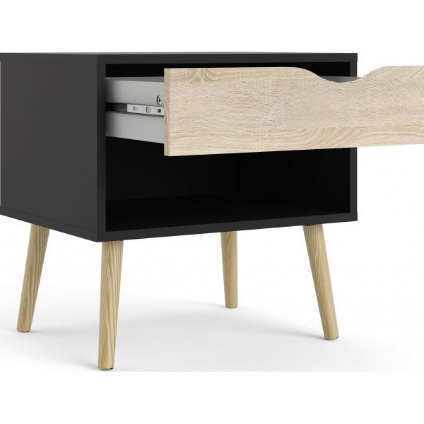 Oslo nattbord - Sort/eik Oslo nattbord - Sort/eik