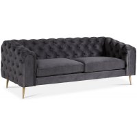Tiffany 3-seter chesterfield - Antrasittgrå (fløyel) / Messing Tiffany 3-seter chesterfield - Antrasittgrå (fløyel) / Messing