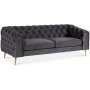 Tiffany 3-seter chesterfield - Antrasittgr (flyel) / Messing