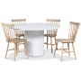 Pose spisegruppe: Bord 130 cm inkludert 4 stk pinnestoler - Hvitbeiset eik