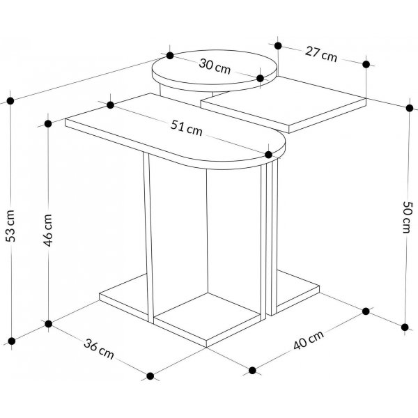 Mund settbord - Antrasitt/eik/hvit Mund settbord - Antrasitt/eik/hvit