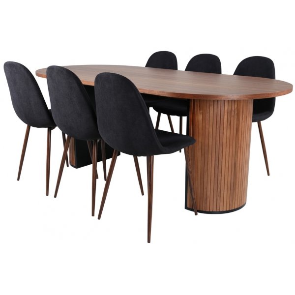 Inter ovalt spisebord - Valntt/svart