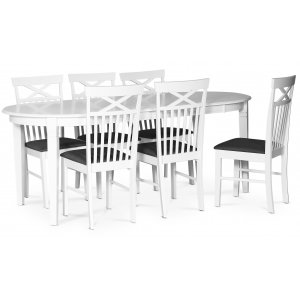Sandhamn spisegruppe; ovalt spisebord med 6 Sofiero spisestoler