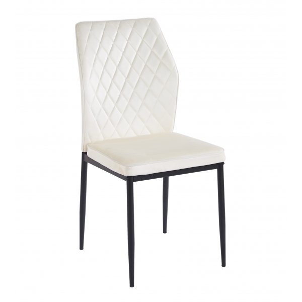 Inez spisestol i beige flyel med svarte ben