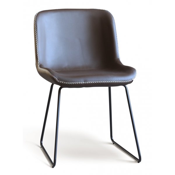 Granitt spisegruppe; Bord 180x90 cm Eik/Sort med 6 Texas spisestoler brun PU Granitt spisegruppe; Bord 180x90 cm Eik/Sort med 6 Texas spisestoler brun PU