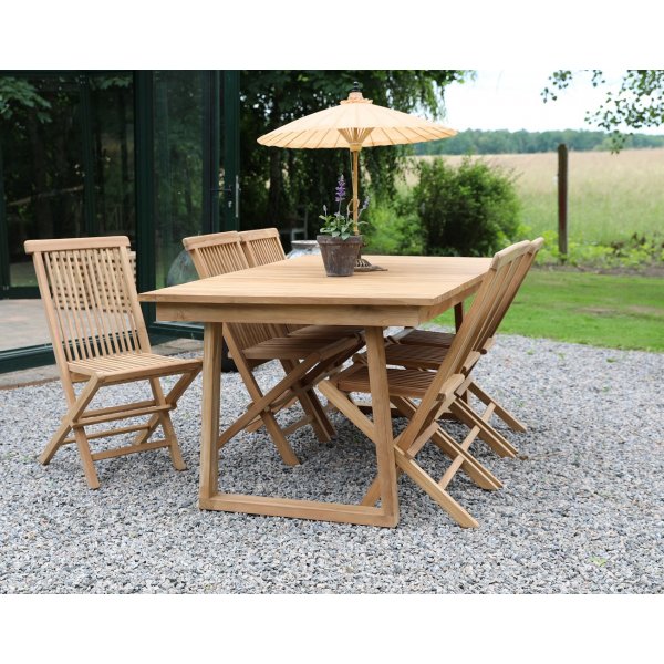 Salt spisegruppe for uteplassen spisebord 180x100 cm med 6 stk. Salt spisestoler - Teak