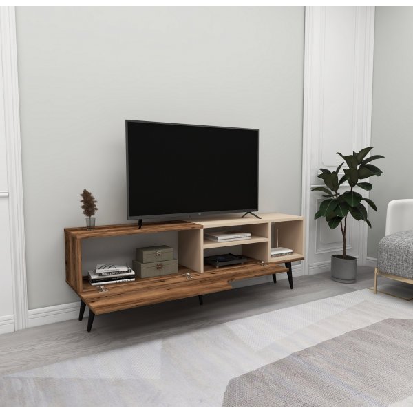 Akolut mediabenk - Lys valn�tt/beige