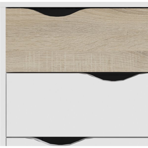 Oslo kommode med 4 skuffer - Hvit/eik Oslo kommode med 4 skuffer - Hvit/eik