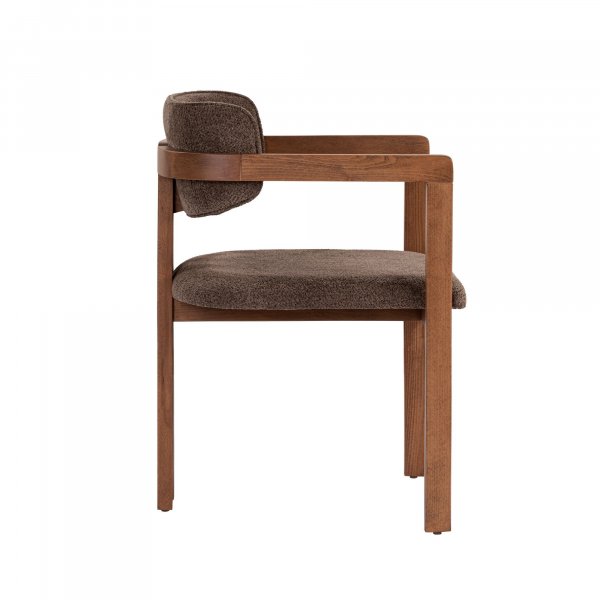Lenestol Torpin i brun chenille og valnøtt Lenestol Torpin i brun chenille og valnøtt