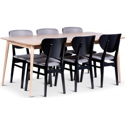 Odense spisebord 180x90 cm med 6 Borgholm stoler
