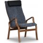 Lammet lenestol i saueskinn scandinavian grey - Brunbeiset eik